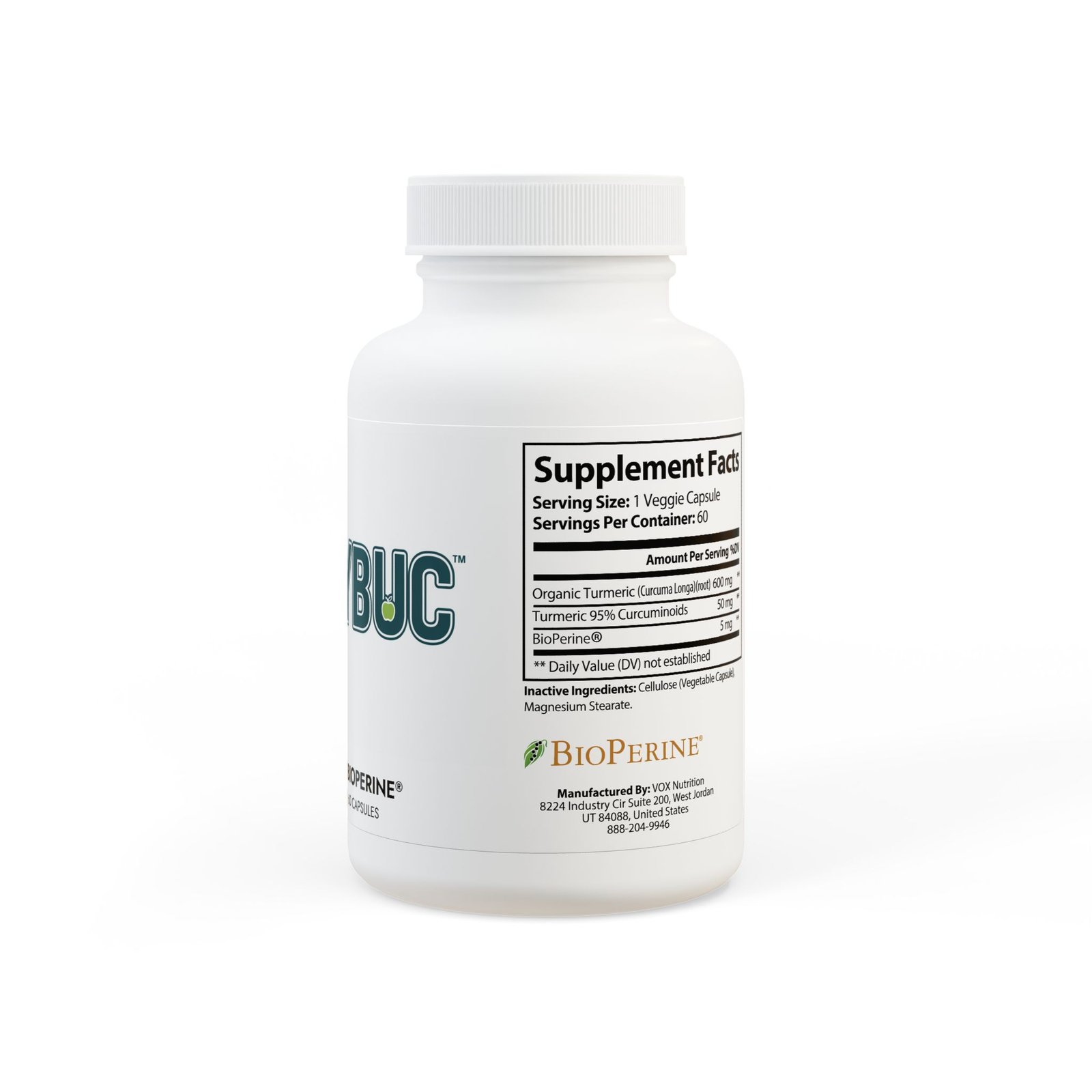 Turmeric with BioPerine® (Black Pepper Fruit Extract) Supplement (60 Capsules) - Image 3